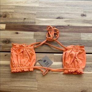 🆕 FREE PEOPLE X TOAST Signature Ruffle Bandeau Top in Nectarine